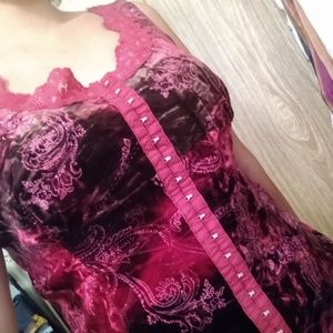 Red, velvet, corset top
